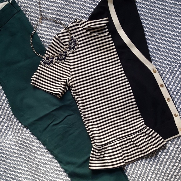 J. Crew Tops - J.Crew Striped Peplum Top